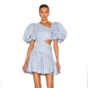 Aje Chateau cutout mini dress in blue linen